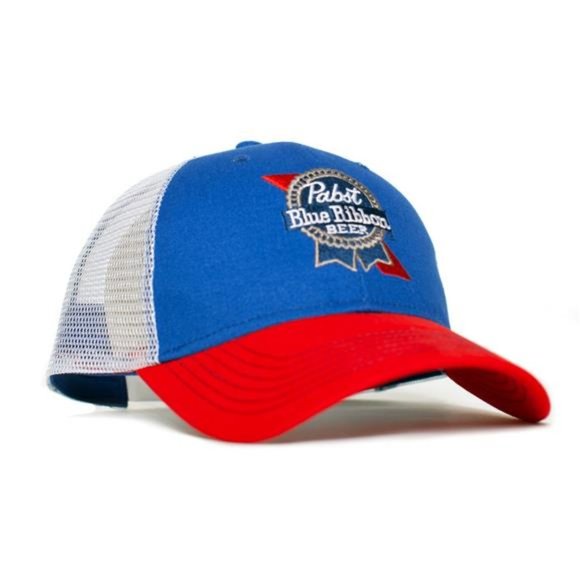 PBR Beer Fans Retro Vintage Style Pabst Blue Ribbon Embroidered Curved Bill Cap - Picture 2 of 2